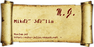 Mikó Júlia névjegykártya